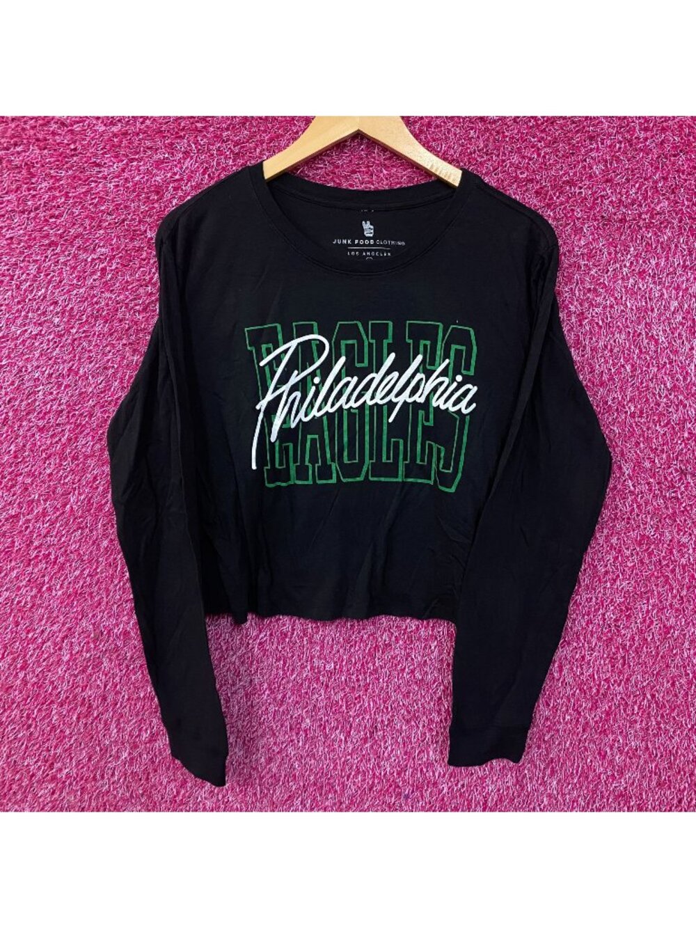 Junk Food Clothing Philadelphia Eagles Timeout Long Sleeve Crop Tee Medium